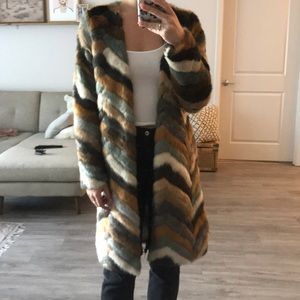 Multi Color Faux Fur Coat